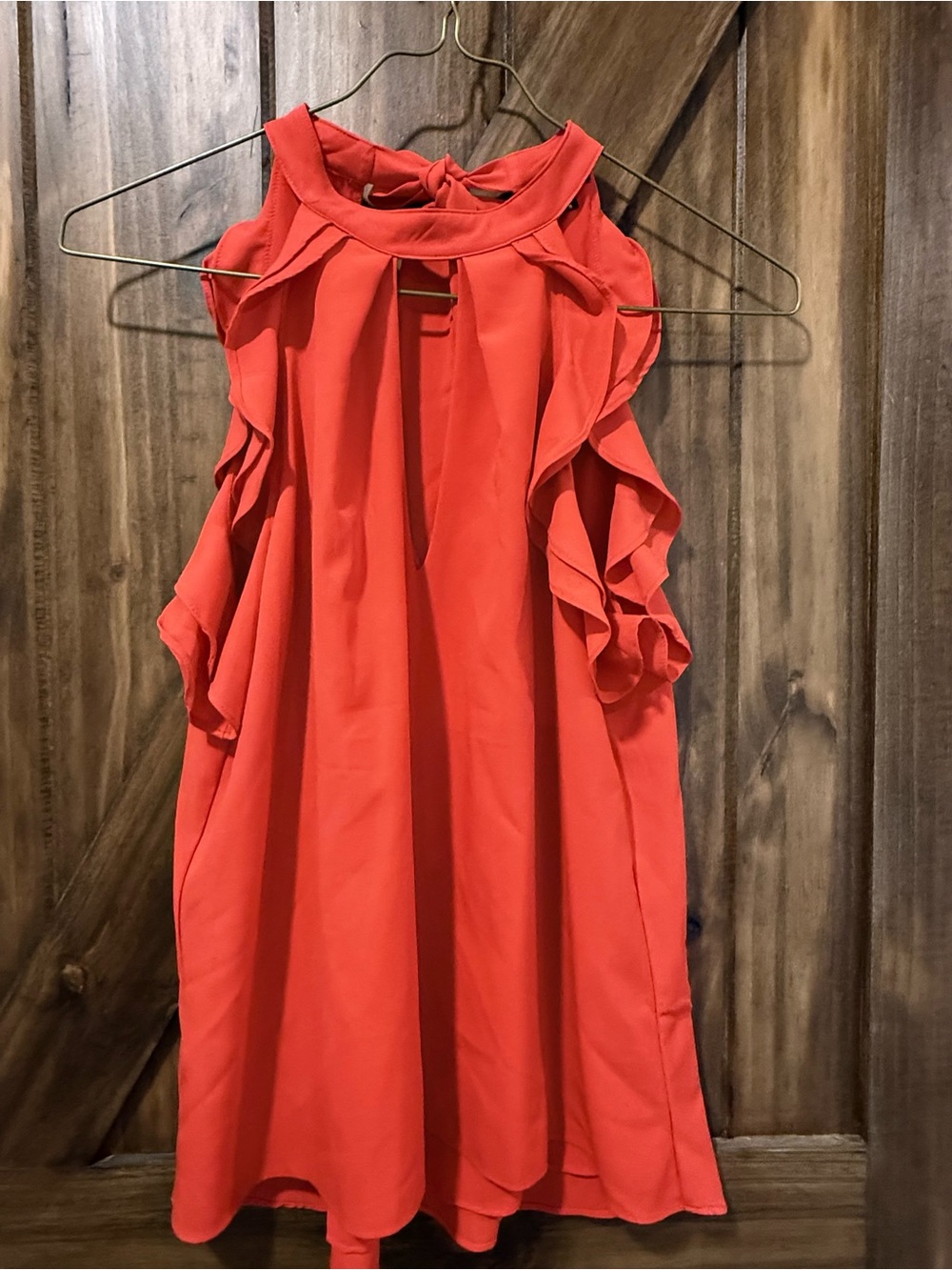 XOXO Red Ruffle Cold-Shoulder Halter Camisole